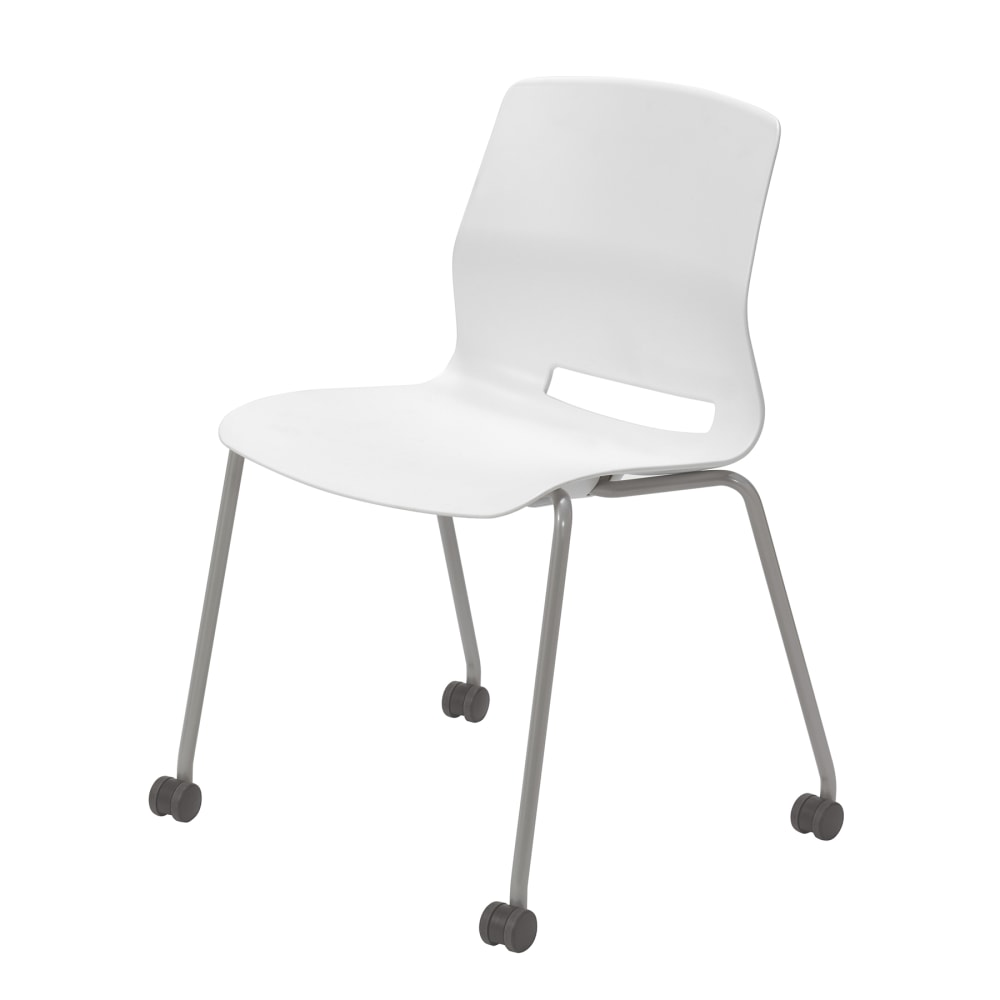 KFI Studios Imme Stack Chair With Caster Base, White/Silver MPN:2700CS-SL-08