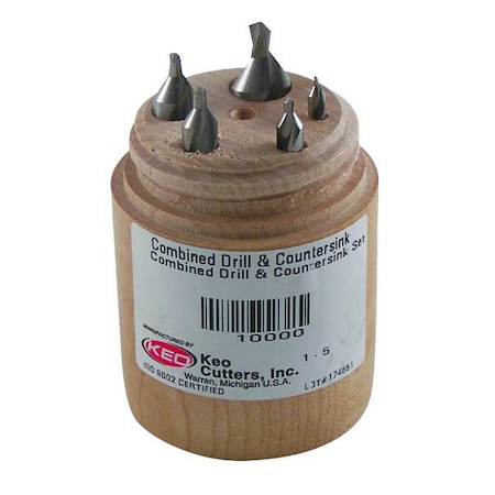 Combined Drill & Countersink Set - Plain TiN Coated MPN:906-000-002