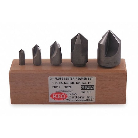 90 deg 3 Flute 5 piece Center Reamer Set CO MPN:917-000-012