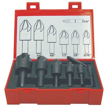 100 deg 6 Flute 7 piece Countersink Set HSS MPN:919-000-444