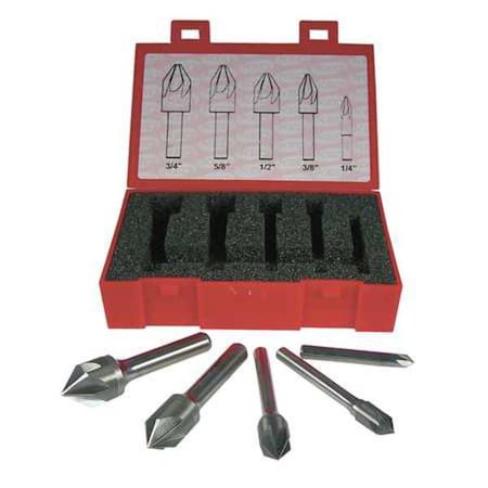 5 piece set 82 deg Six Flute Carbide Countersink MPN:919-001-032
