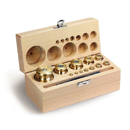M1 1 g - 50 g Set of weights in wooden MPN:344-02