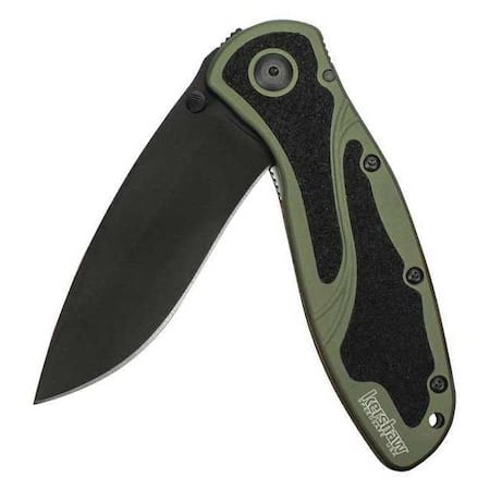 Folding Knife, Black, Plain Blade, 3-3/8