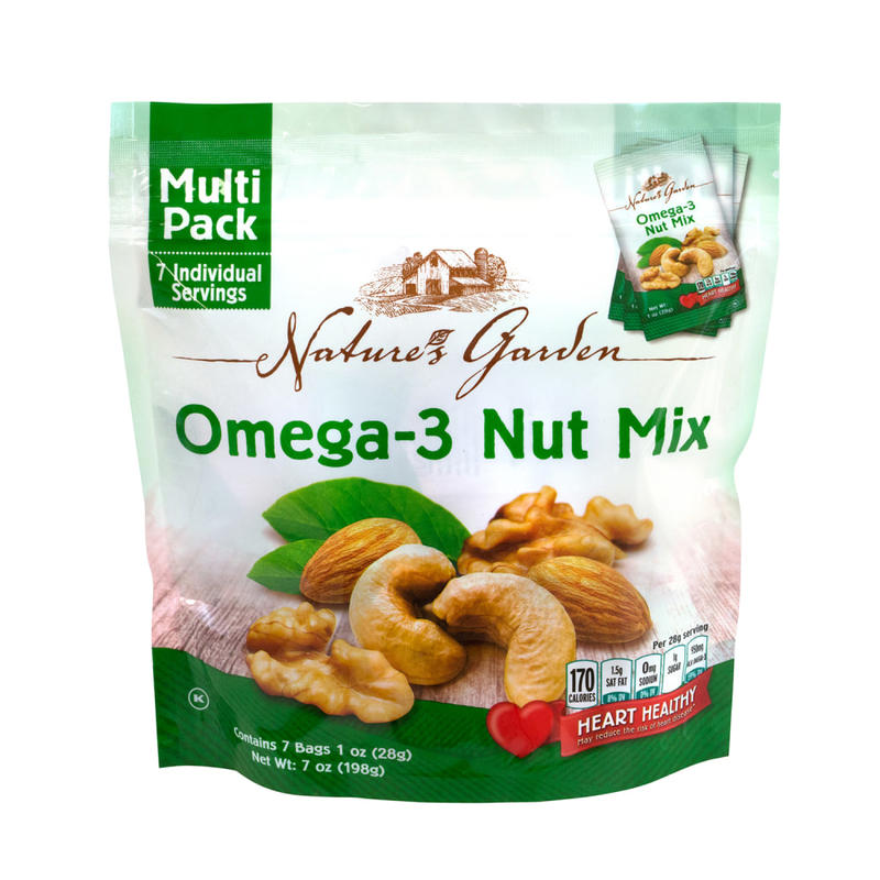Natures Garden Omega-3 Nut Mix, 1.2 Oz, 7 Pouches Per Bag, Pack Of 6 Bags MPN:294-00007