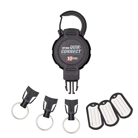 10-KEY Capacity Retratractable Keychain 3 interchangeable key rings CARABINER attachment, 36