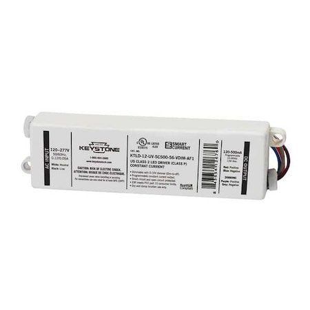 LED Driver, 0-10V, 4-7/8 in - L, 1PK MPN:KTLD-12-UV-SC500-56-VDIM-AF1-CP