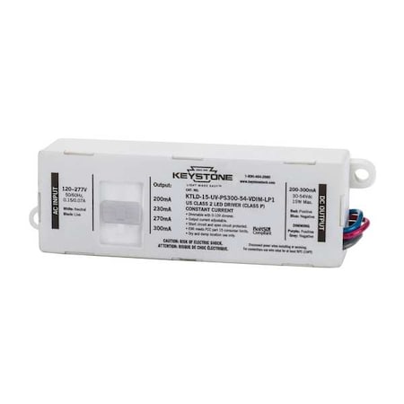 LED Driver, 0-10V, 4-1/2 in - L, 1PK MPN:KTLD-15-UV-PS300-54-VDIM-LP1