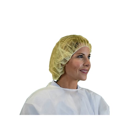 Bouffant Cap, 21in, Yellow, PP, PK1000, Polypropylene, 21 in Dia., Yellow, M, 1000 PK MPN:110NWI-10-21 YELLOW
