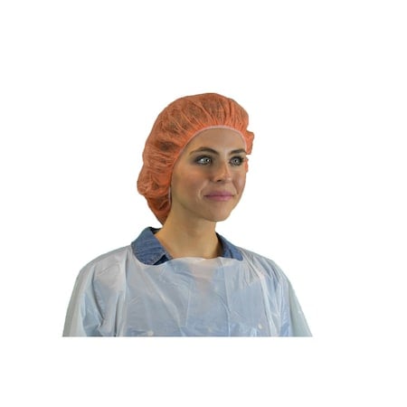 Bouffant Cap, 24in, Orange, PP, PK1000, Polypropylene, 24 in Dia., Orange, L, 1000 PK MPN:110NWI-10-24 ORANGE