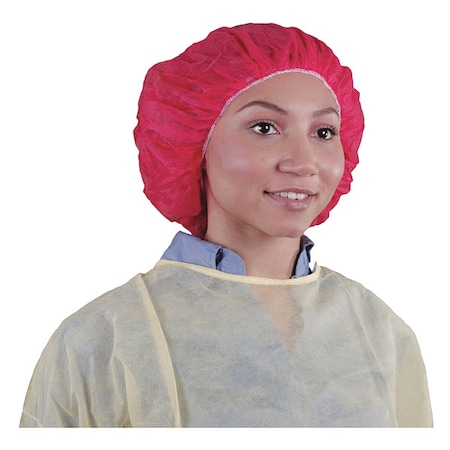 Bouffant Cap, Polypropylene, 24 in Dia., Red, L, 1000 PK MPN:110NWI-10-24 RED