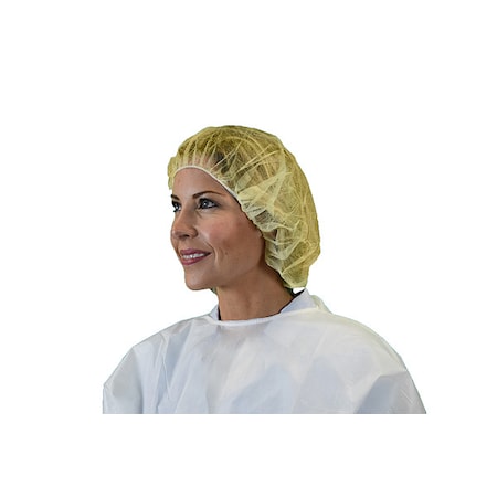 Bouffant Cap, 24in, Yellow, PP, PK1000, Polypropylene, 24 in Dia., Yellow, L, 1000 PK MPN:110NWI-10-24 YELLOW