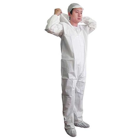 Disposable Coverallss, Hooded Coverall, L, KeyGuard®, Elastic Wrist, Elastic Ankle, Serged Seam MPN:CVL-KG-HE-LRG