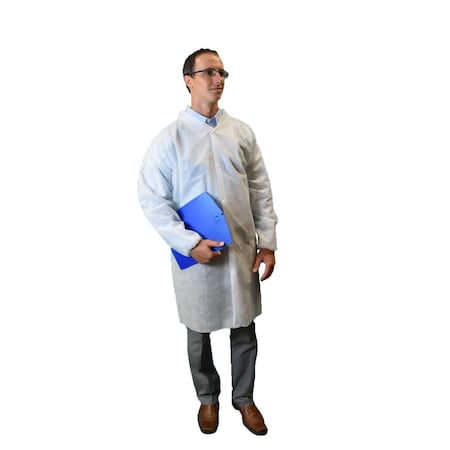 White Lab Coat, PK30, Polypropylene, Snaps Closure, White, XL, 30 PK MPN:LC0-WE-NW-XL