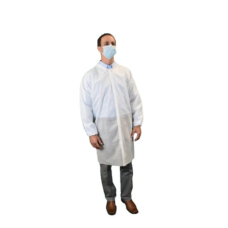 Lab Coat, SMS, Snaps Closure, White, 2XL, 30 PK MPN:LC0-WE-SMS-2XL-WHITE