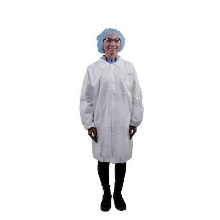 Microporous Lab Coat, Snaps Closure, White, XL, 30 PK MPN:LC3-WE-KG-XL