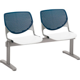 KFI Beam Seating Guest Chairs - 2 Seater - Navy/White 2300BEAM2-BP03-SP08
