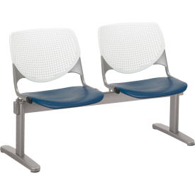 KFI Beam Seating Guest Chairs - 2 Seater - White/Navy 2300BEAM2-BP08-SP03