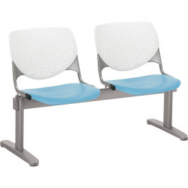 KFI Beam Seating Guest Chairs - 2 Seater - White/Sky Blue 2300BEAM2-BP08-SP35