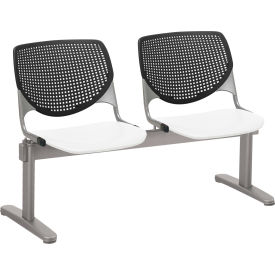 KFI Beam Seating Guest Chairs - 2 Seater - Black/White 2300BEAM2-BP10-SP08