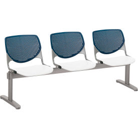 KFI Beam Seating Guest Chairs - 3 Seater - Navy/White 2300BEAM3-BP03-SP08