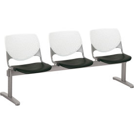 KFI Beam Seating Guest Chairs - 3 Seater - White/Black 2300BEAM3-BP08-SP10