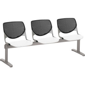 KFI Beam Seating Guest Chairs - 3 Seater - Black/White 2300BEAM3-BP10-SP08