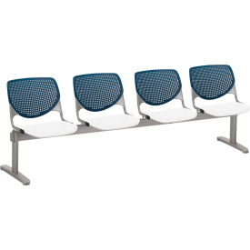 KFI Beam Seating Guest Chairs - 4 Seater - Navy/White 2300BEAM4-BP03-SP08