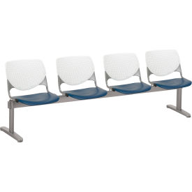 KFI Beam Seating Guest Chairs - 4 Seater - White/Navy 2300BEAM4-BP08-SP03