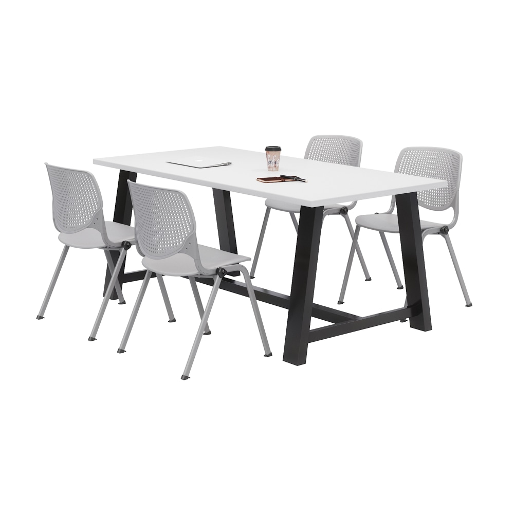 KFI Studios Midtown Table With 4 Stacking Chairs, Designer White/Light Gray MPN:840031900296