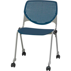 KFI Stack Chair with Casters and Perforated Back - Plastic Seat - Navy - KOOL Series CS2300-P03