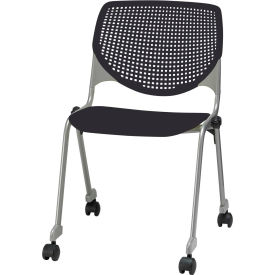 KFI Stack Chair with Casters and Perforated Back - Plastic Seat - Black - KOOL Series CS2300-P10 - Pkg Qty 4