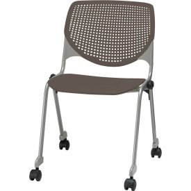 KFI Stack Chair with Casters and Perforated Back - Plastic Seat - Brownstone - KOOL Series CS2300-P18