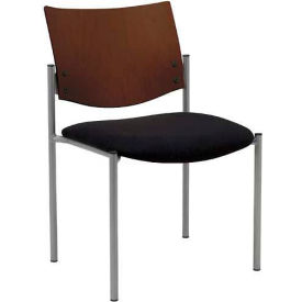 KFI Armless Guest Chair - Chocolate Wood Back Black Fabric Seat 1310SL-SP20-2902