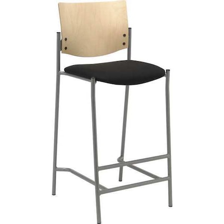 Barstool, w/Silver Frame, Wood Back, Color: Silver, Natural, Black MPN:BR1310SL-SP22-2902