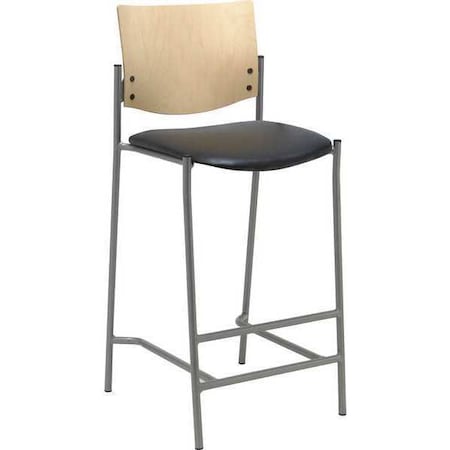 Barstool, w/Silver Frame, Wood Back, Seat Material: Vinyl MPN:BR1310SL-SP22-3906