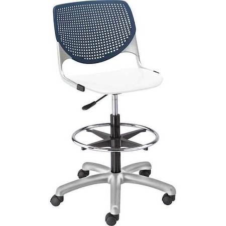Poly Adjustable Stool, Perforated Back, Color: Navy, White MPN:DS2300-BP03-SP08