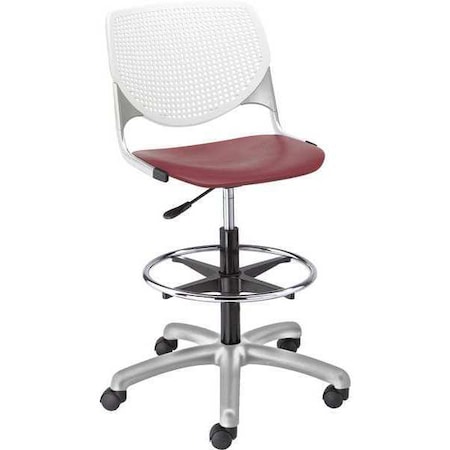 Poly Adjustable Stool, Perforated Back, Color: White, Burgundy MPN:DS2300-BP08-SP07