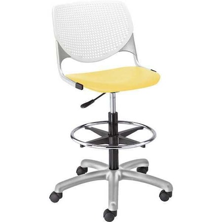 Poly Adjustable Stool, Perforated Back, Color: White, Yellow MPN:DS2300-BP08-SP12