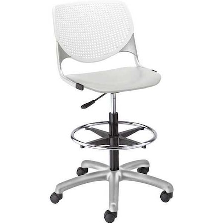 Poly Adjustable Stool, Perforated Back, Color: White, Light Gray MPN:DS2300-BP08-SP13