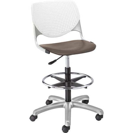 Poly Adjustable Stool, Perforated Back, Color: White, Brownstone MPN:DS2300-BP08-SP18