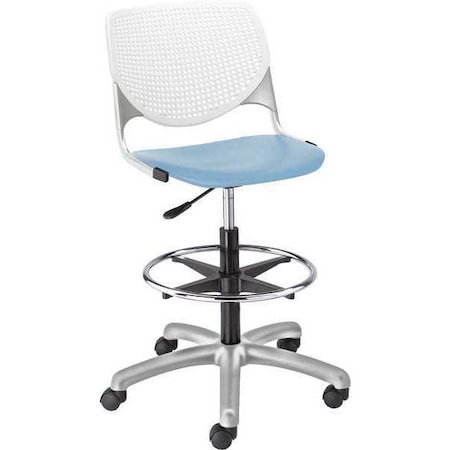 Poly Adjustable Stool, Perforated Back, Color: White, Sky Blue MPN:DS2300-BP08-SP35