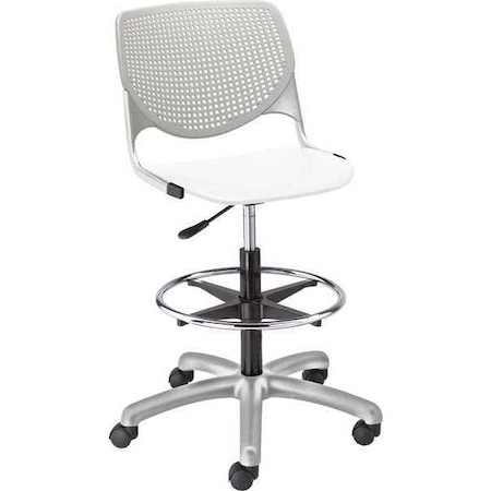 Poly Adjustable Stool, Perforated Back, Color: Light Gray, White MPN:DS2300-BP13-SP08