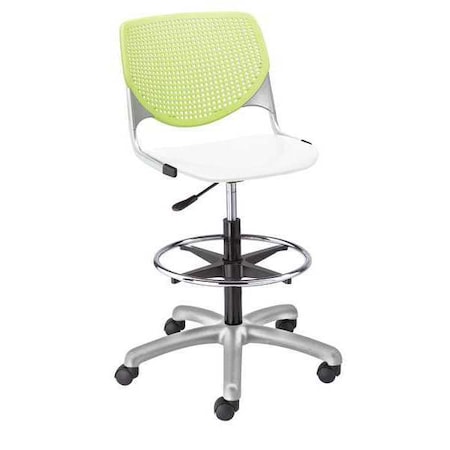 Poly Adjustable Stool, Perforated Back, Color: Lime Green, White MPN:DS2300-BP14-SP08