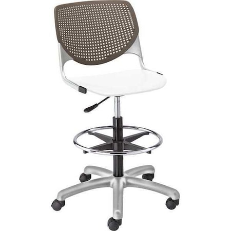 Poly Adjustable Stool, Perforated Back, Color: Brownstone, White MPN:DS2300-BP18-SP08
