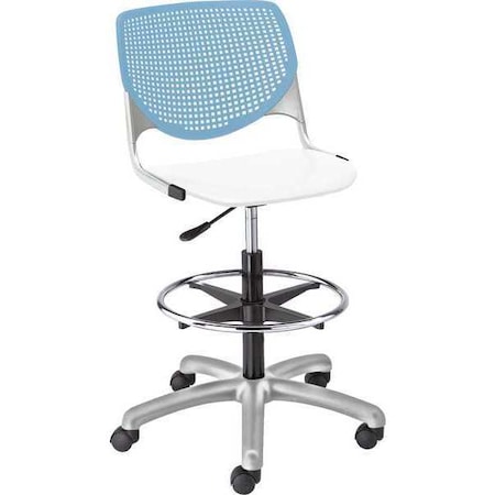 Poly Adjustable Stool, Perforated Back, Color: Sky Blue, White MPN:DS2300-BP35-SP08