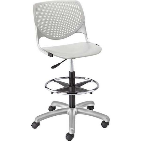 Poly Adjustable Stool, Perforated Back, Color: Light Gray MPN:DS2300-P13