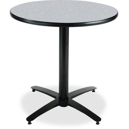 Round KFI 30in Grey Nebula Round Breakroom Table with Arched X Base, 29 W, 30 L, 29 H MPN:T30RD-B2115-GYN