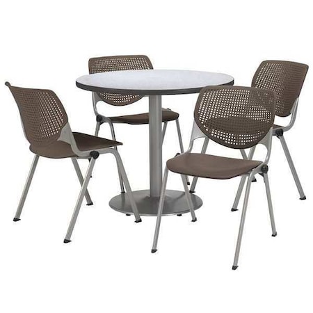 Round Pedastal Table, 36 W, 36 L, 29 H, Laminate Top, Grey MPN:T36RD-B1922SL-GN-2300-P18