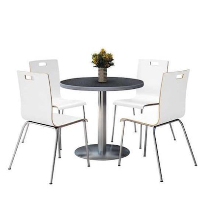Round Pedastal Table, 36 W, 36 L, 29 H, Wood Top, Graphite MPN:T36RD-B1922SL-GPN-9222CH-WH