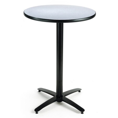 Round KFI 36in Grey Nebula Breakroom Table with Arched X Base, Laminate Top, Grey MPN:T36RD-B2125-38-GYN